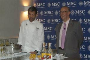 Emiliano Gonzlez, director general de MSC Cruceros y el chef  Paco Roncero en la presentacin ante la prensa del sector